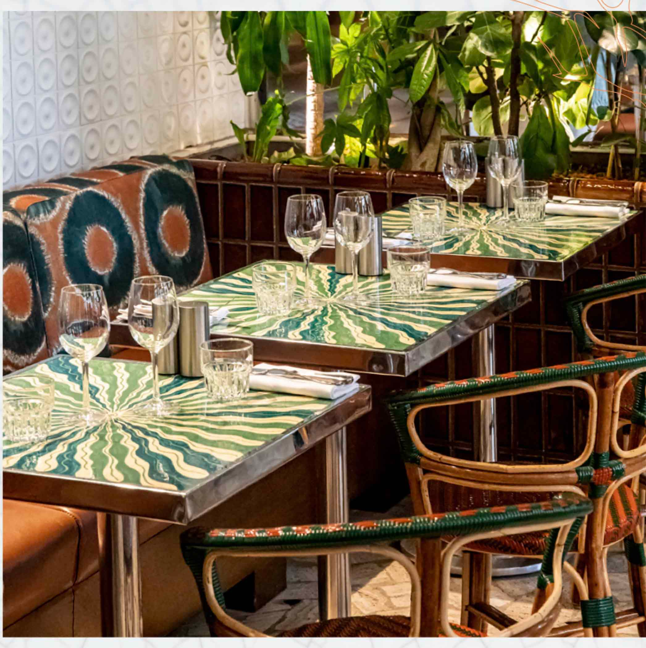 Glazed lava stone square table with modern design for restaurant
